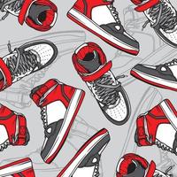 modèle sans couture. chaussures baskets. illustration de baskets. illustration vectorielle plane. baskets de mode. motif de fond vecteur