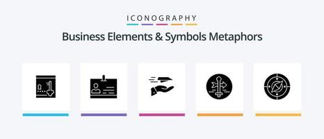 éléments commerciaux et symboles métaphores glyphe 5 pack d'icônes, y compris les voyages. carte. main. guide. recevoir. conception d'icônes créatives vecteur