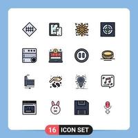 ensemble de 16 symboles d'icônes d'interface utilisateur modernes signes pour la technologie de contrôle de serveur ventilateur salle de bain éléments de conception vectoriels créatifs modifiables vecteur