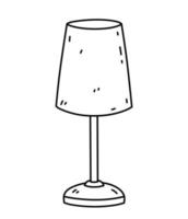 lampe de table isolée sur fond blanc. article d'intérieur pour chambre, salon. illustration vectorielle de doodle dessinés à la main. parfait pour les décorations, logo, divers designs. vecteur