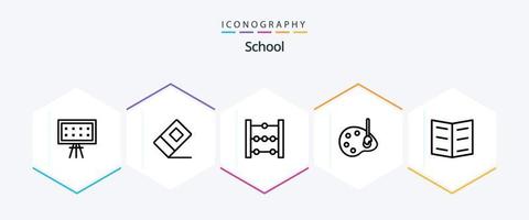 pack d'icônes de 25 lignes pour l'école, y compris. signet. éducation. livre. dessin vecteur