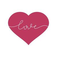 coeur rose, symbole de l'amour et de l'amour de lettrage. illustration minimaliste de mode. un dessin au trait. vecteur
