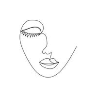 ligne continue, dessin de visages et coiffure, concept de mode, beauté femme minimaliste, illustration vecteur