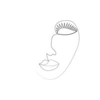 ligne continue, dessin de visages et coiffure, concept de mode, beauté femme minimaliste, illustration vecteur