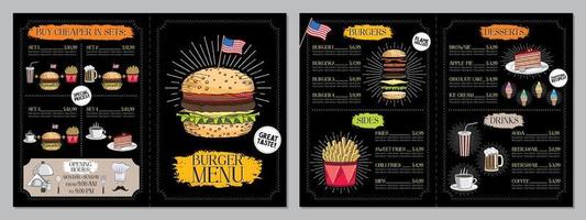 modèle de menu de bar à hamburger vecteur