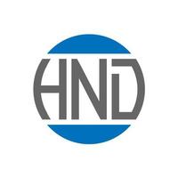 création de logo de lettre hnd sur fond blanc. concept de logo de cercle d'initiales créatives hnd. conception de lettre hnd. vecteur