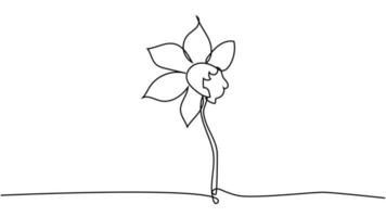 un seul dessin au trait de narcisse frais de beauté pour le logo du jardin. fleur de jonquille décorative imprimable vecteur