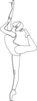 ligne continue de poses de danse ballet femme vecteur