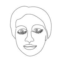 ligne continue, dessin de visages et coiffure, concept de mode, beauté femme minimaliste, illustration vecteur