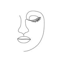 ligne continue, dessin de visages et coiffure, concept de mode, beauté femme minimaliste, illustration vecteur