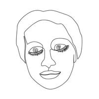 ligne continue, dessin de visages et coiffure, concept de mode, beauté femme minimaliste, illustration vecteur