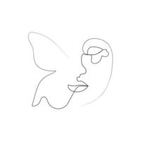 visage abstrait avec papillon un dessin au trait. style minimaliste de portrait vecteur