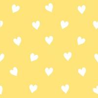 coeur blanc sur fond jaune sans soudure. modèle sans couture avec coeur dessiné à la main sur illustration vectorielle fond jaune. vecteur