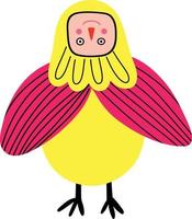 illustration d'un oiseau dans un style doodle pour enfants vecteur