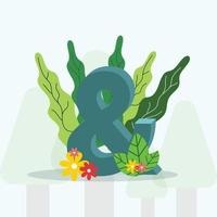 illustration de design plat de signe d'esperluette florale vecteur