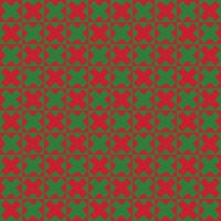 vecteur de motif de noël sans couture belle croix géométrique motif carré couleur vert et rouge. fond mimimal pour motif de noël, motif de tissu, décoration ou papier peint.