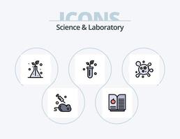 pack d'icônes remplies de ligne scientifique 5 conception d'icônes. univers. solaire. plante. science. livres vecteur