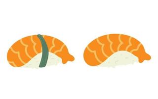 rouleau de sushi au sésame, cuisine japonaise. icône de style dessin animé de rouleau de sushi. sushi isolé sur fond blanc. sushi de dessin animé de vecteur. rouleaux de sushi de style dessin à la main.nourriture asiatique vecteur