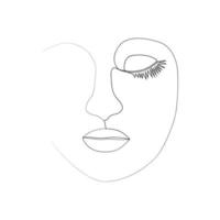 ligne continue, dessin de visages et coiffure, concept de mode, beauté femme minimaliste, illustration vecteur