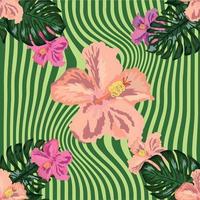papier peint hawaïen tropique à motif floral exotique tropical sans couture. impression botanique. fond floral moderne. vecteur