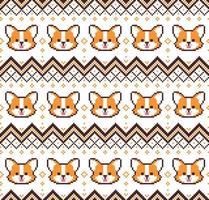 pixel de motif de noël du nouvel an avec illustration vectorielle de chiens vecteur