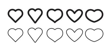coeurs de vecteur. collection d'icônes en forme de coeur. symbole d'amour de la saint valentin. vecteur