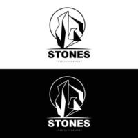 logo en pierre, pierre vectorielle moderne avec style de ligne géométrique, conception pour la décoration esthétique, produit moderne de marque, ligne de géométrie esthétique abstraite d'icône simple vecteur