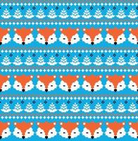 pixel de motif de noël du nouvel an avec illustration vectorielle de renards vecteur