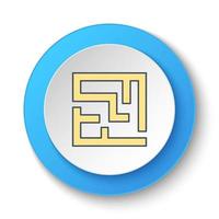 bouton rond pour l'icône web. labyrinthe, chemin, route. bannière de bouton rond, interface de badge pour l'illustration de l'application sur fond blanc vecteur