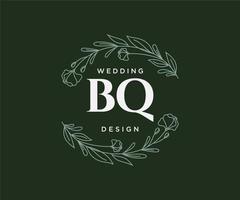 bq initiales lettre mariage monogramme logos collection, modèles minimalistes et floraux modernes dessinés à la main pour cartes d'invitation, réservez la date, identité élégante pour restaurant, boutique, café en image vectorielle vecteur