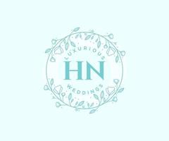 hn initiales lettre modèle de logos de monogramme de mariage, modèles minimalistes et floraux modernes dessinés à la main pour cartes d'invitation, réservez la date, identité élégante. vecteur