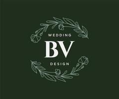 bv initiales lettre mariage monogramme logos collection, modèles minimalistes et floraux modernes dessinés à la main pour cartes d'invitation, réservez la date, identité élégante pour restaurant, boutique, café en image vectorielle vecteur