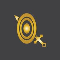 guerre de l'épée d'or défendre l'illustration vectorielle du logo sur fond noir vecteur