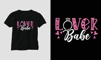 bébé amoureux - conception de t-shirt de typographie de la Saint-Valentin avec coeur, flèche, baiser et citations de motivation vecteur
