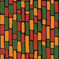 kwanzaa abstrait, mois de l'histoire des Noirs, modèle sans couture du 19 juin avec des lignes verticales dessinées à la main dans des couleurs africaines traditionnelles - noir, rouge, jaune, vert. origine ethnique géométrique tribale de vecteur