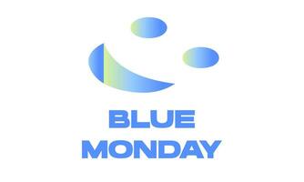 joyeux lundi bleu avec signe de vecteur de sourire isométrique isolé sur fond blanc. illustration vectorielle
