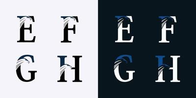 ensemble de création de logo de lettre avec concept de tête d'aigle vecteur