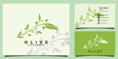 création de logo d'huile d'olive et carte de visite vecteur