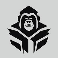 illustration vectorielle de singe visage. tête de chimpanzé sauvage animal pop art, conception de symétrie de logo de mascotte de personnage créatif. autocollant de couleurs vives au néon. singes, animaux de compagnie, élément de conception de thème amoureux des animaux. vecteur