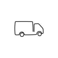 un camion de croquis de dessin de doodle de ligne d'art unique dessiné en continu avec conduite de remorque de fret. concept de transport mondial de conteneurs, logistique d'exportation et d'importation de transport international vecteur