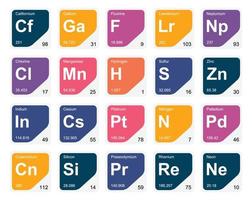 20 tableau préodique de la conception du pack d'icônes d'éléments vecteur