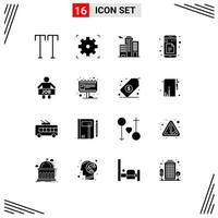 pack de 16 glyphes solides créatifs d'éléments de conception vectorielle modifiables vecteur