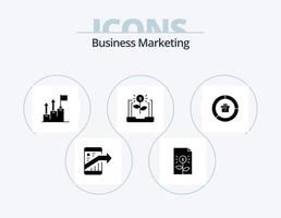 pack d'icônes de glyphe de marketing d'entreprise 5 conception d'icônes. économie. bancaire. finance. mission. croissance vecteur