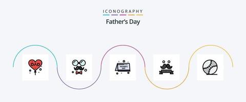 ligne de fête des pères remplie de 5 icônes plates, y compris la moustache. journée. pères. célébrer. père vecteur