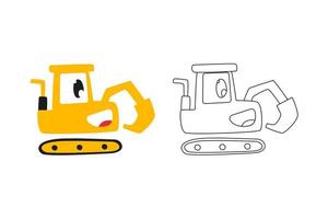 dessin animé de bulldozer de vecteur pour illustration de conception de concept enfants