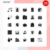 25 concept de glyphe solide pour sites Web mobiles et applications marteau mobile en ligne site mobile désactivé éléments de conception vectoriels modifiables vecteur