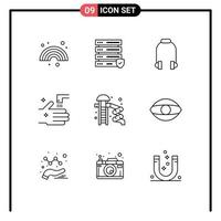 9 icônes créatives signes et symboles modernes de curseur de parc aquatique écouteur onglet robinet éléments de conception vectoriels modifiables vecteur
