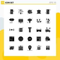 ensemble de pictogrammes de 25 glyphes solides simples d'éléments de conception vectoriels modifiables de banque de financement de gaz de construction de parts vecteur