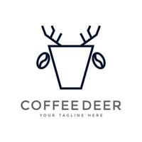 logo minimaliste simple et propre café et cerf modernes vecteur