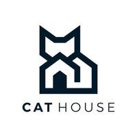 logo unique de la maison et du chat vecteur